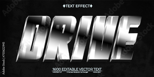 Silver Shine Drive Editable Vector 3D Text Effect