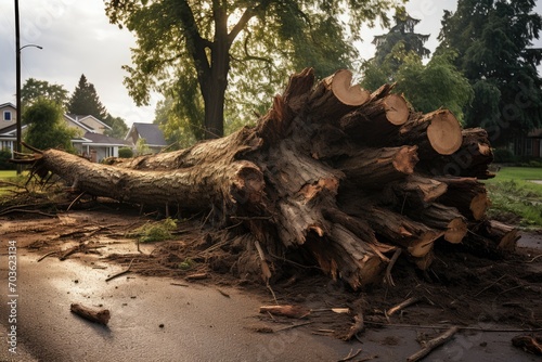 A powerful thunderstorm results in widespread property damage and fallen trees.