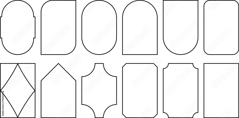 simple geometric frame set in outilne style
