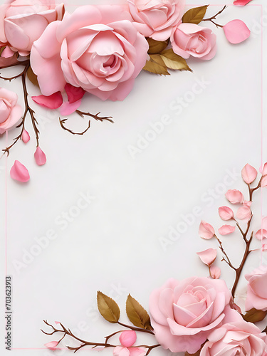 White Background with Roses