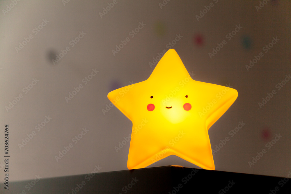 Decorative star with colorful balls background. Star concept. Children's concept.