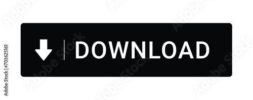 Black download button with download icon isolated on a white background. black download button PNG