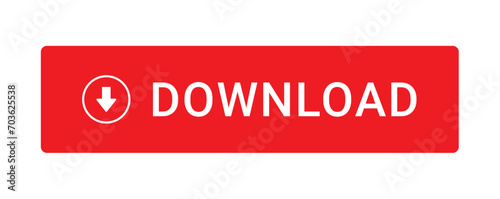 red download button with download icon isolated on white background photo
