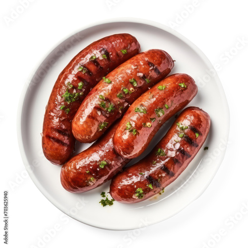 sausages on a plate isolate on transparency background png 