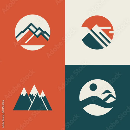 Set mountain icon design template	
