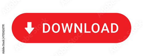 red download button with download icon isolatted on white background. download button png