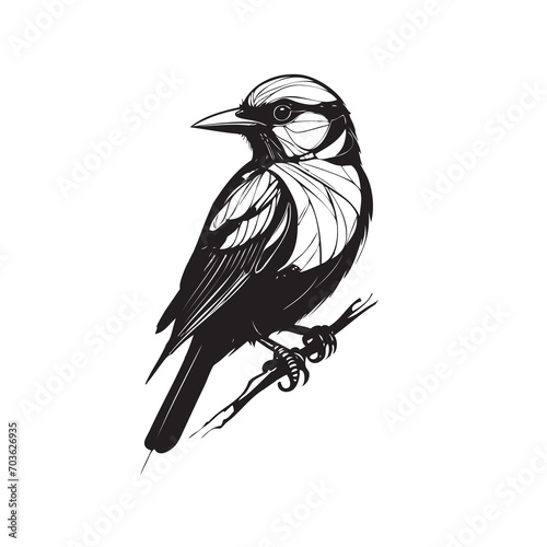 Illustration of a bird on a branch