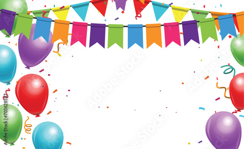 Wallpaper Mural Happy birthday vector transparent background. colorful happy birthday border frame with confetti Torontodigital.ca