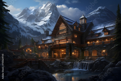 Winter ski resort, lodge, alp resort, beautiful luxus resort © MrJeans