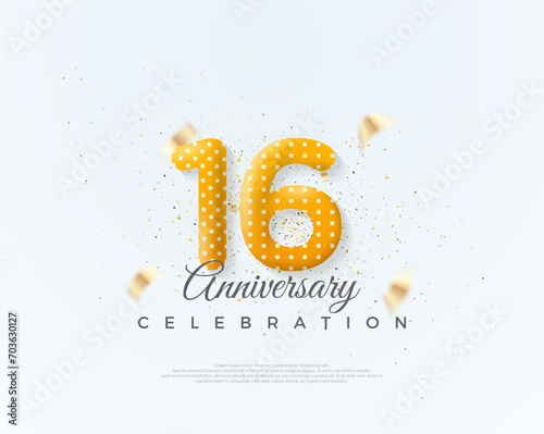 Number 16th for anniversary celebration. with unique and clean balloons numbers. Premium vector for poster, banner, celebration greeting.