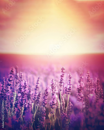 field flowers daisy and lavender blue sky summer spring nature