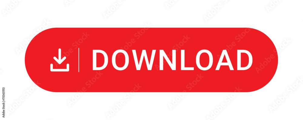 Red download button isolate on white background vector illustration