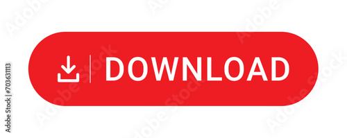 Red download button isolate on white background vector illustration