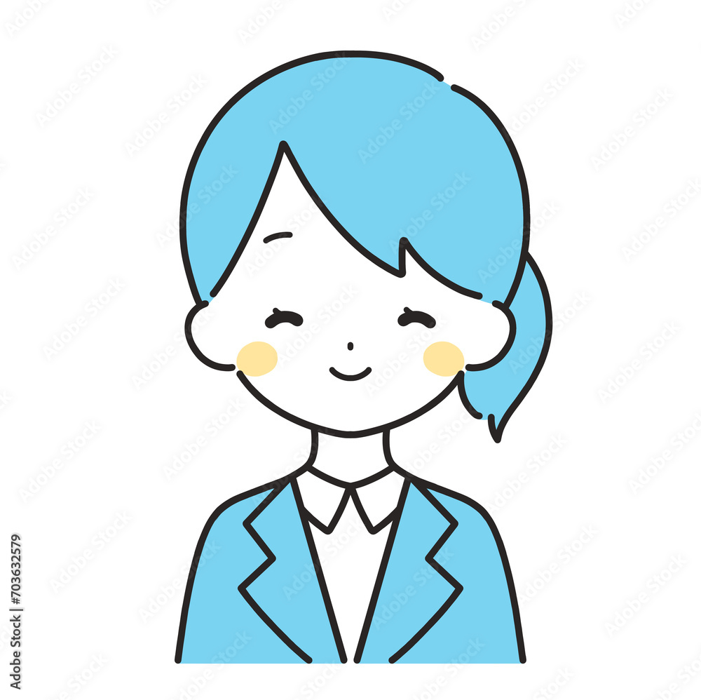水色|笑顔の女性イラスト|スーツ 水色|笑顔の女性イラスト|スーツ