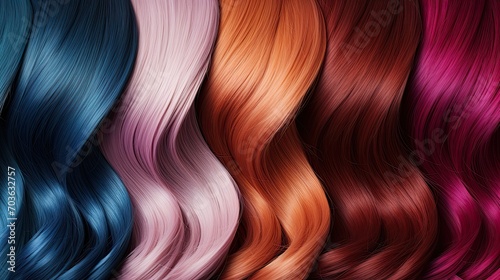 Comparison of hair of different bright color and length showing individuality and creativity texture  Generative AI