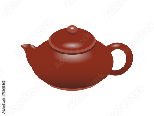 茶色の中国風急須（茶壺）のイラスト