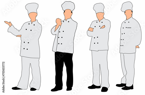 set of chef vector silhouettes in various styles