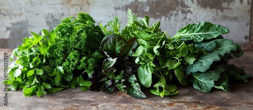 Varied assortment of leafy greens.