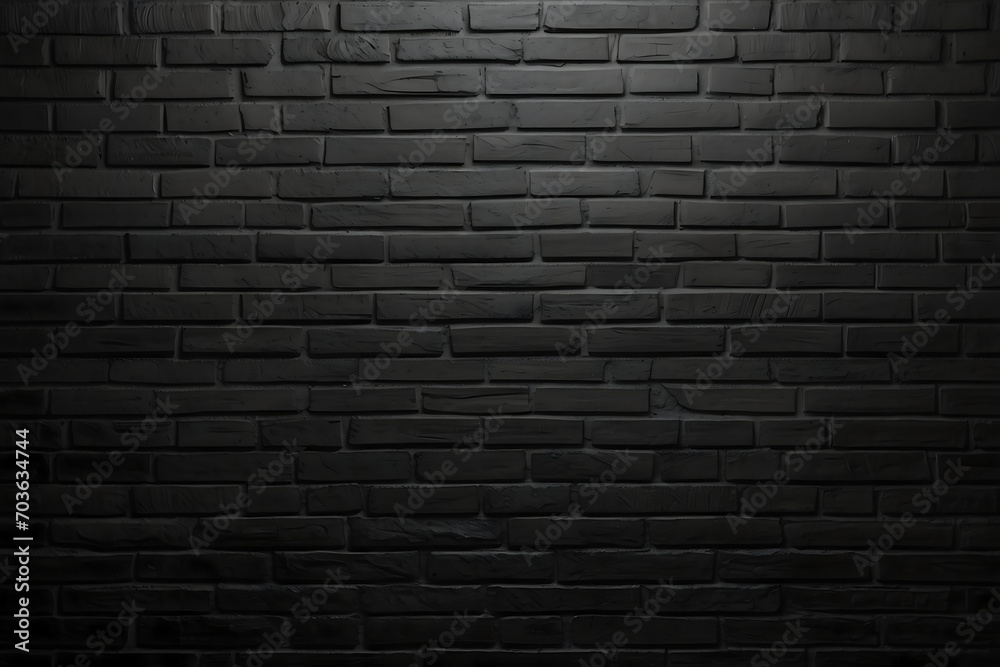 Dark Black Brick Wall Texture Background or Wallpaper Generative AI