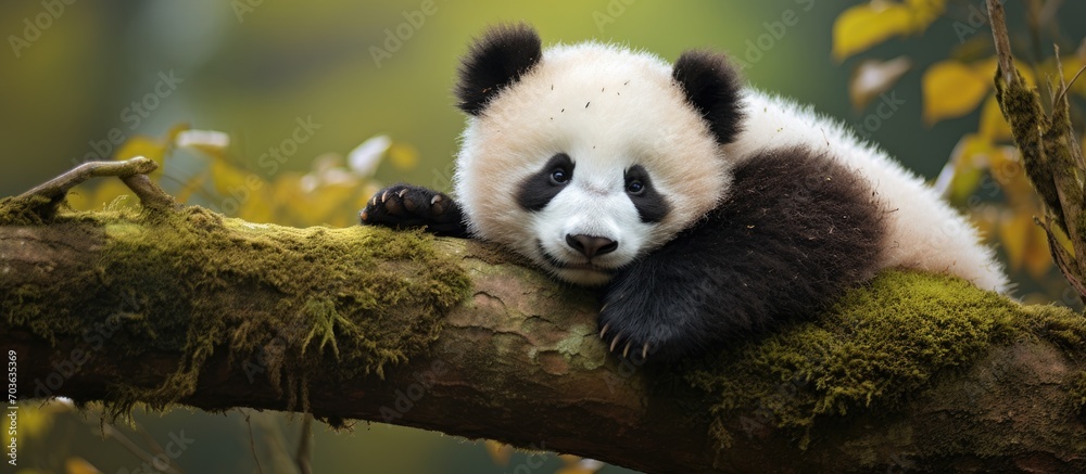 Obraz premium Resting enormous panda cub