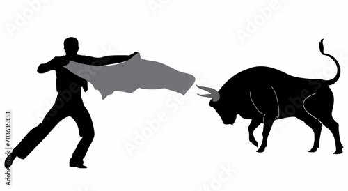bullfighting torero silhouette vector, on white background