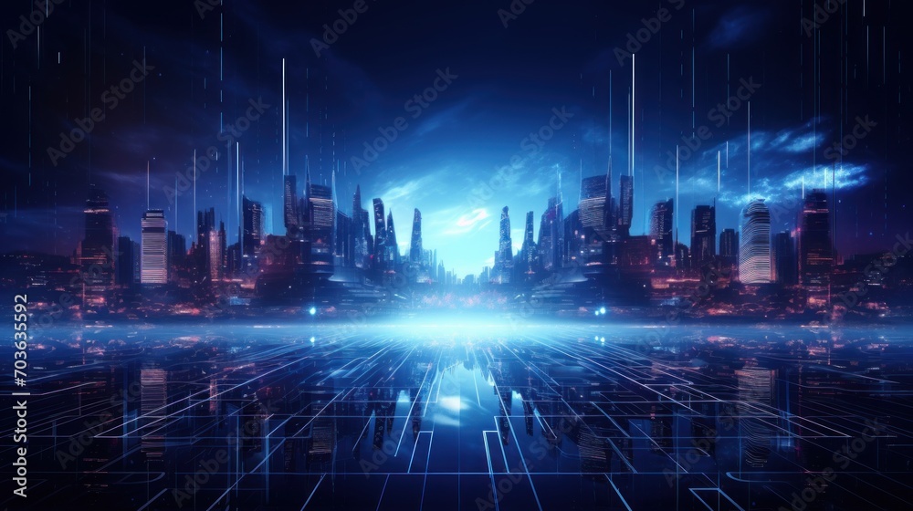 Technology Particle in Cyberpunk Style Digital World Abstract Background Technology Particle in Cyberpunk Style Digital World Abstract Background