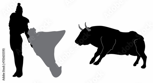 bullfighting torero silhouette vector, on white background
