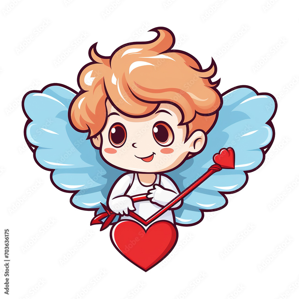 Obraz premium A Funny Cupid Heart, PNG Angel Cute