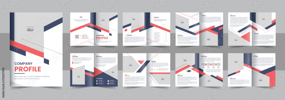 Corporate company profile layout vector, Modern 16 pages corporate brochure design template layout Corporate company profile layout vector, Modern 16 pages corporate brochure design template layout