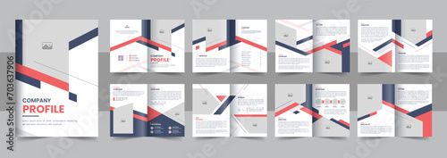 Corporate company profile layout vector, Modern 16 pages corporate brochure design template layout