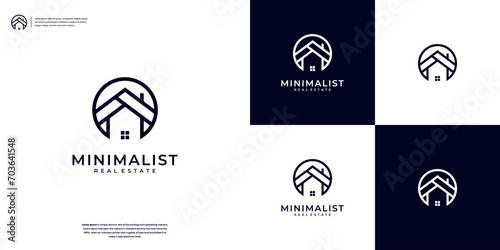 Minimalist elegant home real estate logo design vector