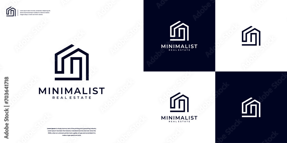 structure architect home real estate minimalist modern simple logo design template