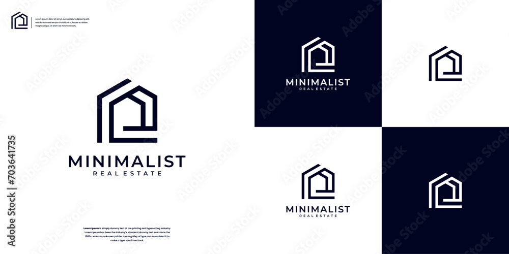 Creative home real estate minimalist modern simple logo design vector - obrazy, fototapety, plakaty 