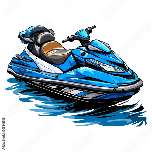 blue jet ski vector illustration
