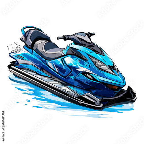 blue jet ski vector illustration