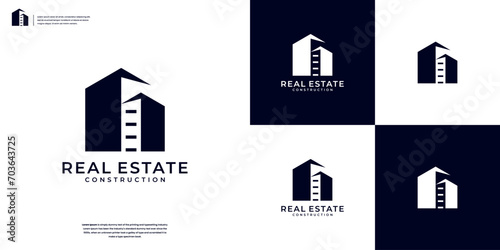 building architecture, construction, real estate logo design template