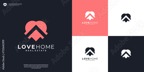 Minimalist Home and love logo design template