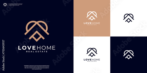 Minimalist Home and love logo design inspiration