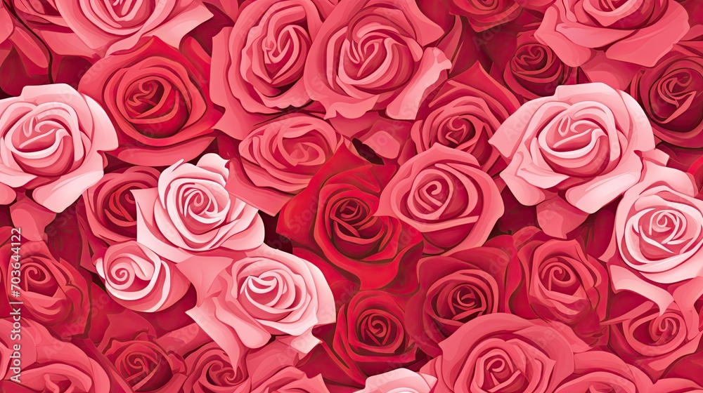 Beautiful roses background illustration. White, pink, and red flowers pattern. Beautiful roses background illustration. White, pink, and red flowers pattern.