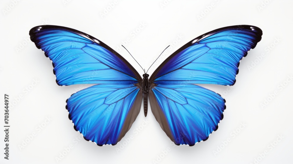 Beautiful wings of a blue butterfly isolated on a white background ...