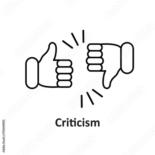 Criticism icon outline sign , Criticism icon for logo, and web design flat illustration on white background..eps