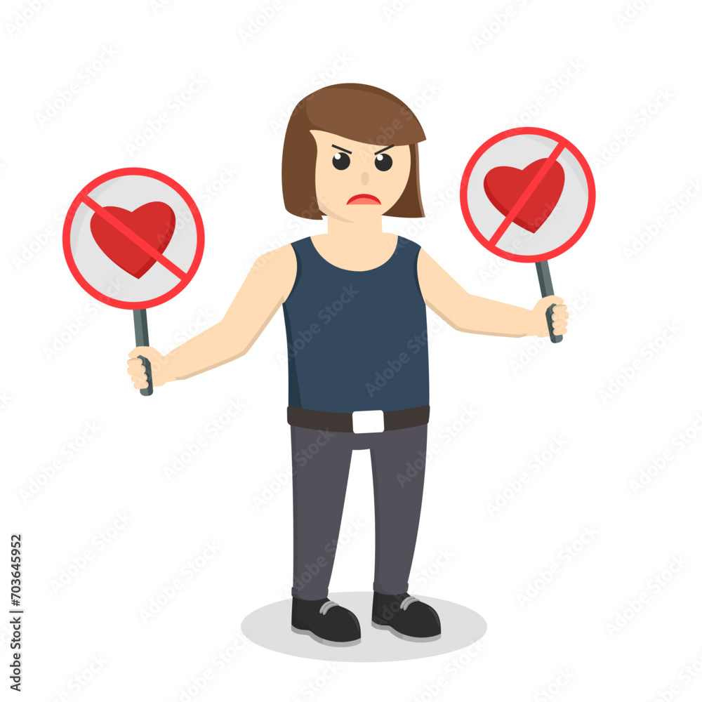 angry woman hate valentine design character on white background angry woman hate valentine design character on white background