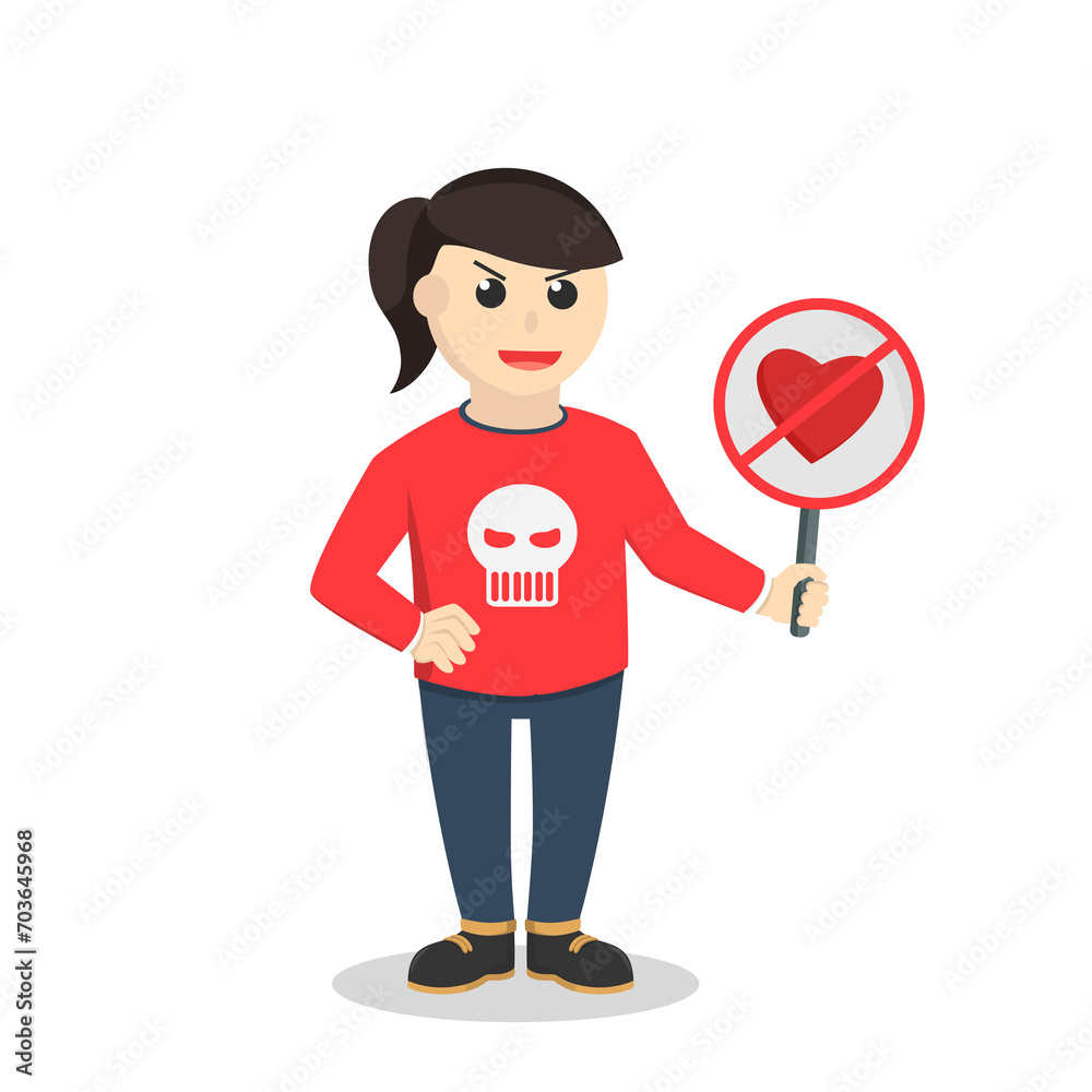 angry woman say no to valentine design character on white background angry woman say no to valentine design character on white background