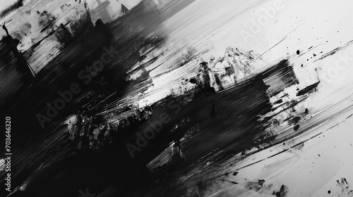 black brush strokes on white paper texture background