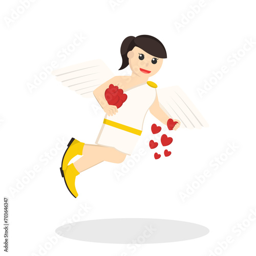Cupid woman Spearding Love design character on white background