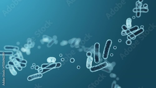 Enterobacteriaceae, gram-negative rod-shaped bacteria, part of intestinal microbiome and causative agents of different infections, 3D rendering. Escherichia coli, Klebsiella, Enterobacter and other photo
