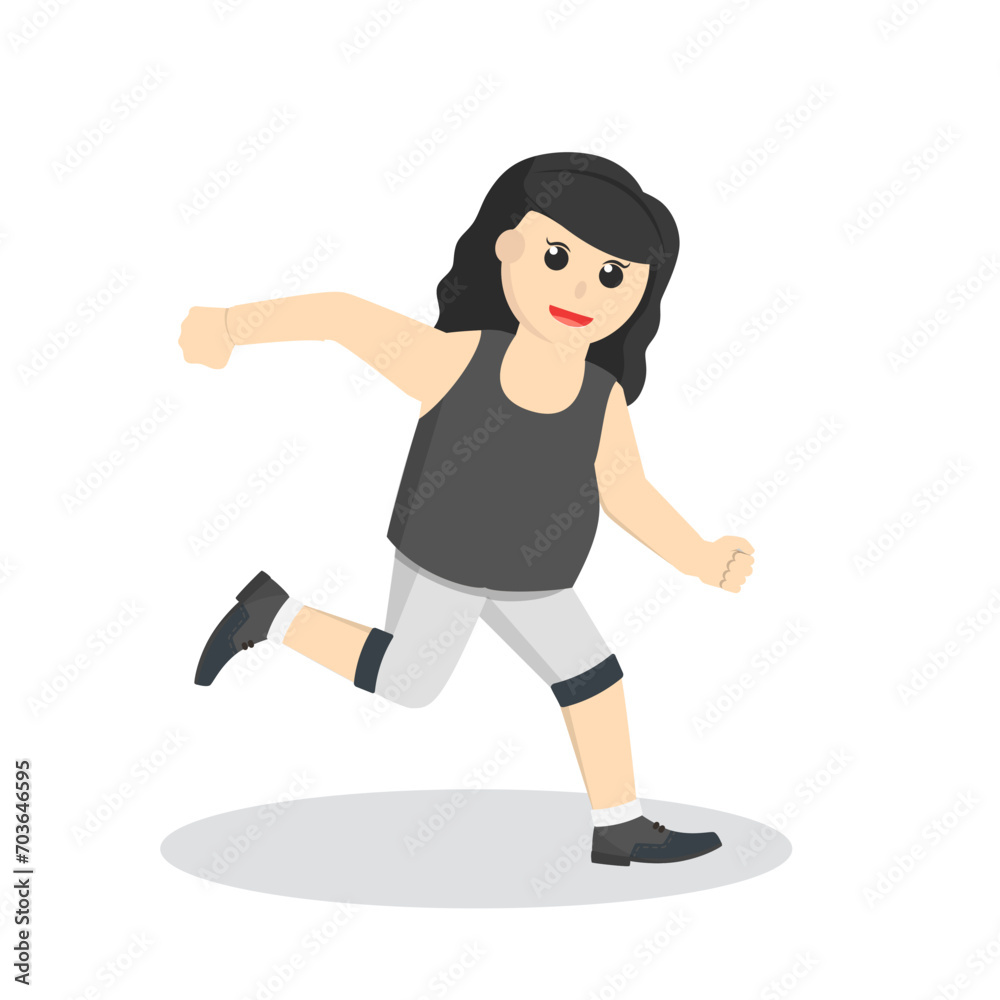 fat woman running design character on white background