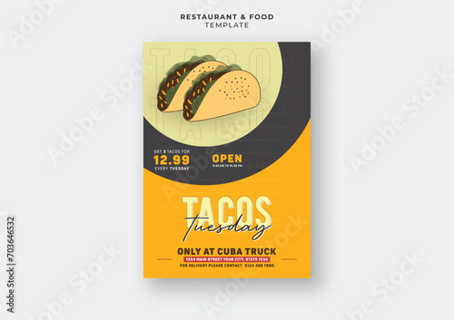 Tasty mexican tacos restaurant menu cover social media flyer banner design
