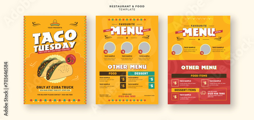 Tasty mexican tacos bundle restaurant menu cover social media flyer banner design