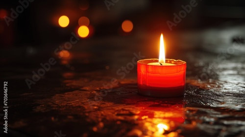 Candlelight on a wet surface with bokeh lights